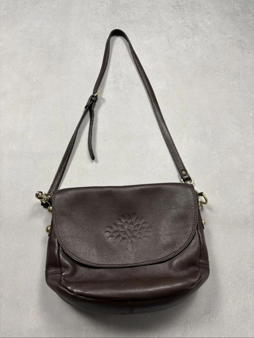 Mulberry Dark Brown Leather Pebbled Crossbody Bag